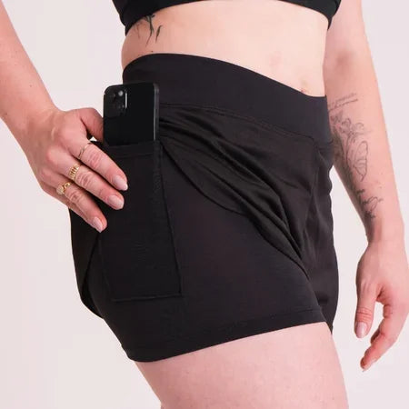 Shorts Feminino 2 em 1 Dryfit de Compressão - Preto