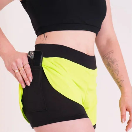 Shorts Feminino 2 em 1 Dryfit de Compressão - Verde