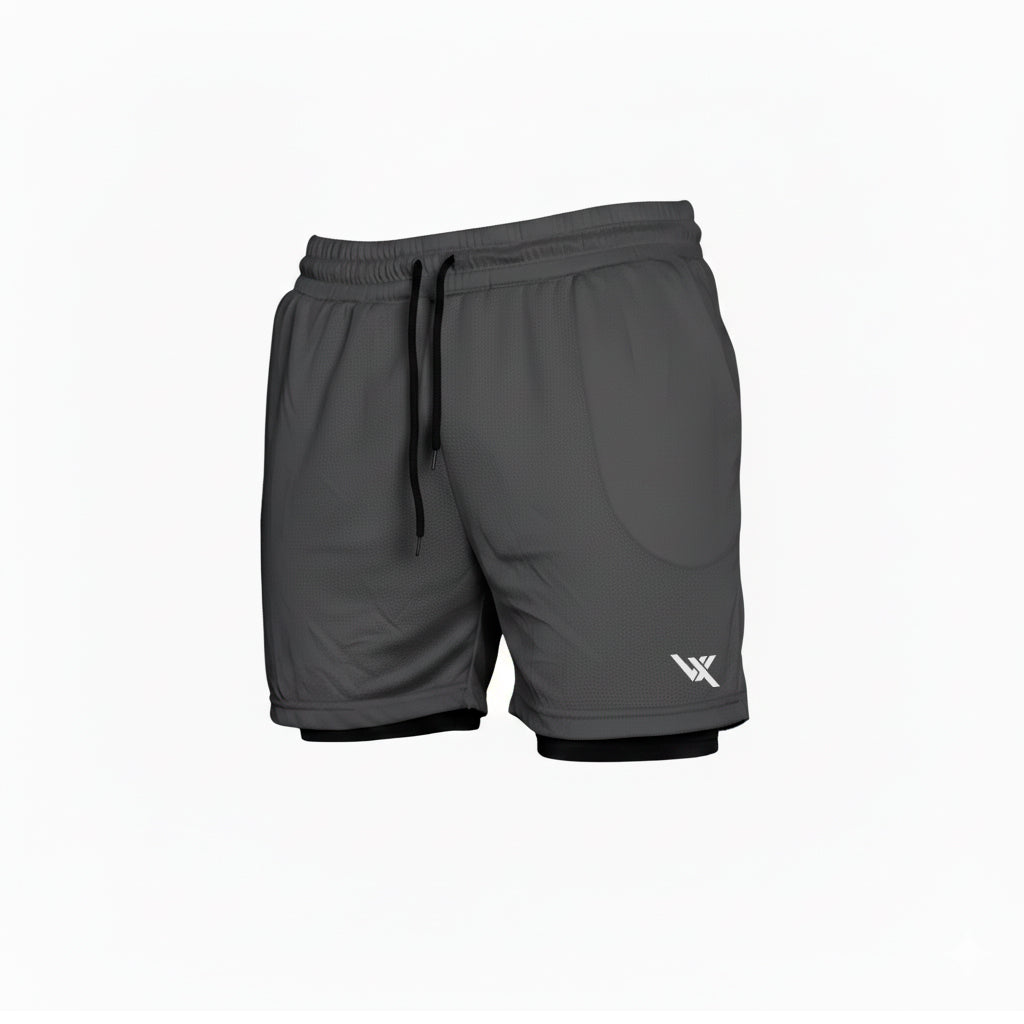 SHORTS DRY-FIT 2 EM 1 DE COMPRESSÃO VORAX - CINZA